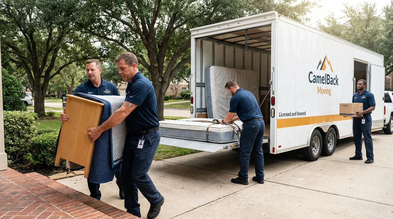 Crew loading residential truck for cross-state move from Ruidoso Downs, NM