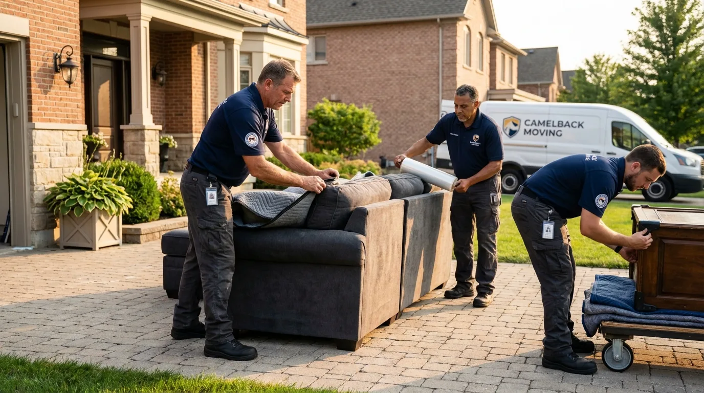 Large estate moving crew wrapping furniture in Ruidoso Downs, NM