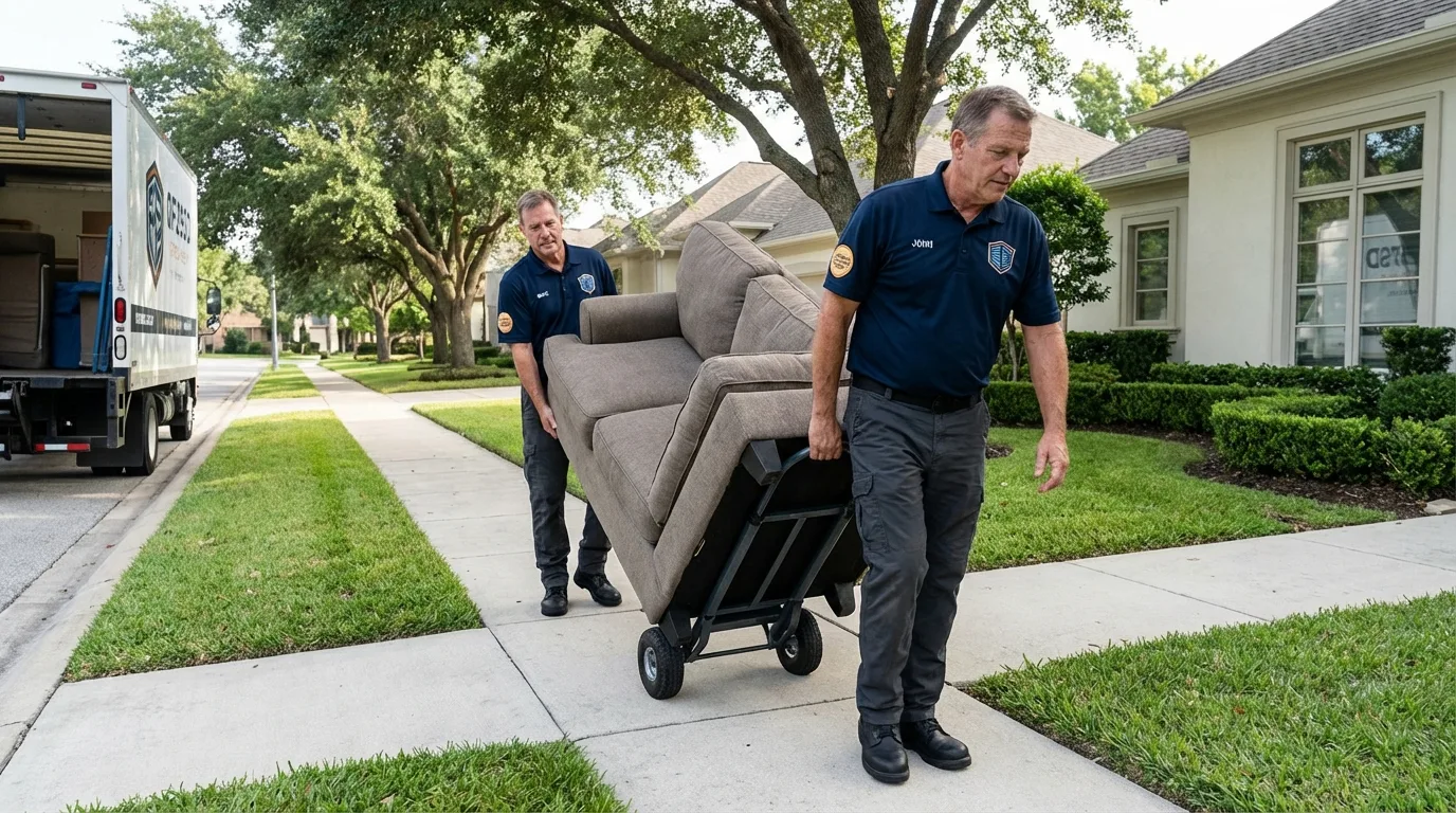 Local residential moving crew loading furniture in Ruidoso Downs, NM